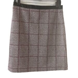 Ann Taylor Plaid Mini Skirt Burgundy Size 4